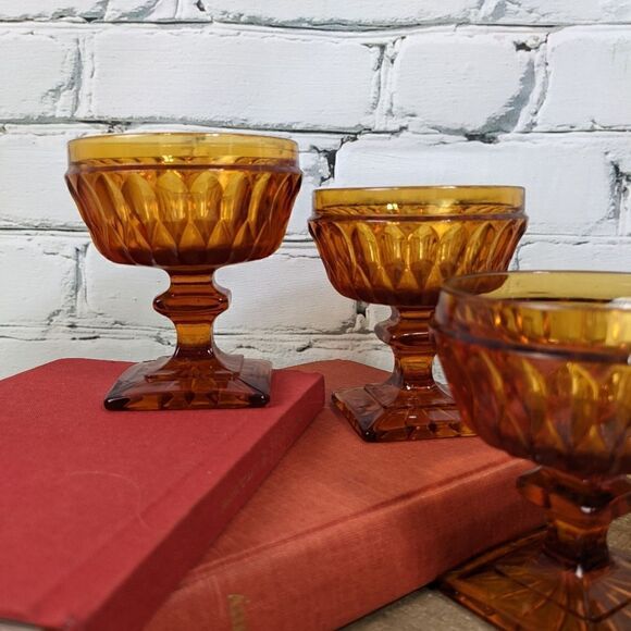 Indiana Glass Mt. Vernon Amber Champagne / desert cups set of 4 - Picture 2 of 7